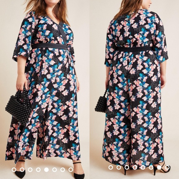 Anthropologie X Bl^nk London Montage Floral Wide Leg Jumpsuit 3X Boho Bohemian - Picture 1 of 13